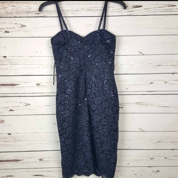 As U Wish Gray Sparkle Lace Overlay Dress S c - Picture 2 of 7